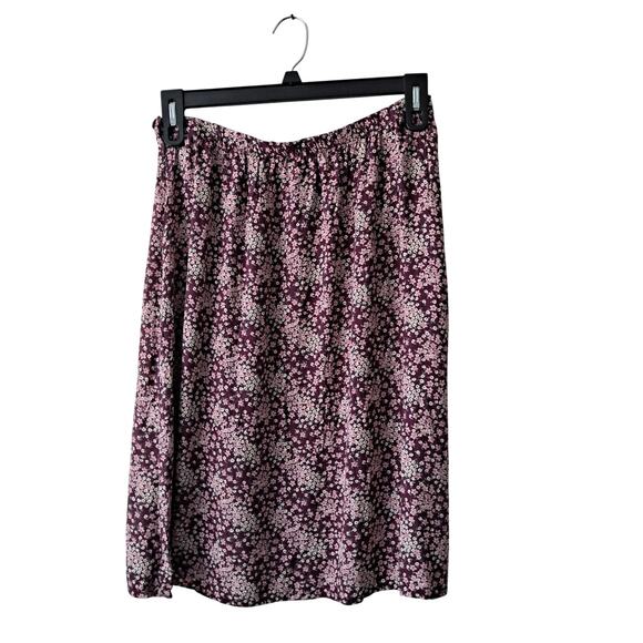 Hanna Andersson Floral Print Skirt Pull On Midi A-Line Purple Womens Size Large - Picture 2 of 7